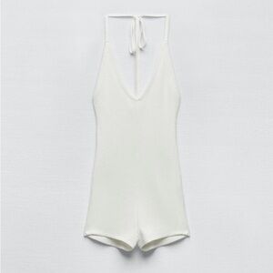 Zara White Ribbed Romper